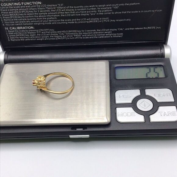 14K Yellow Gold Red Stone Diamond Cluster Ring Size 6.5 Fine Jewelry 2.5g - Picture 14 of 14